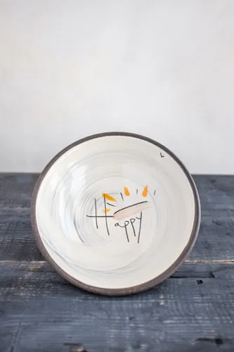 Happy Hand Painted Ceramic Pasta Bowl