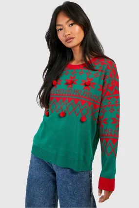 Ho Ho Ho Pom Pom Christmas Sweater