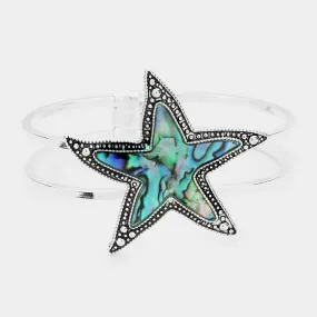 iLLASPARKZ Abalone Starfish Antique Metal Hinged Bracelet