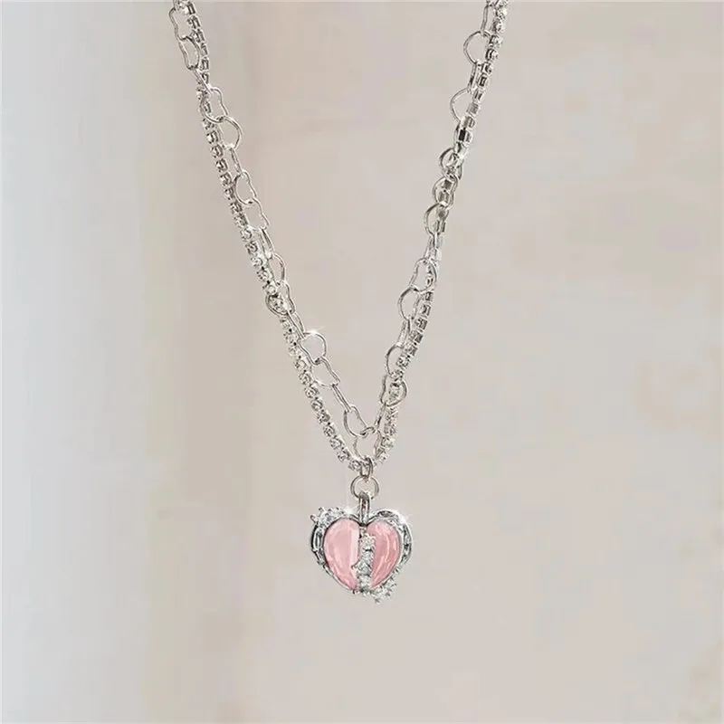 Irregular Crystal Heart Necklace - Cupcake