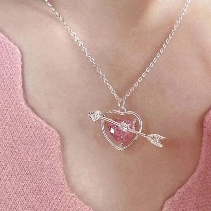 Irregular Crystal Heart Necklace - Cupcake