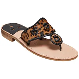 Jack Rogers Womens Haircalf Jack Leather Thong Slide Sandals