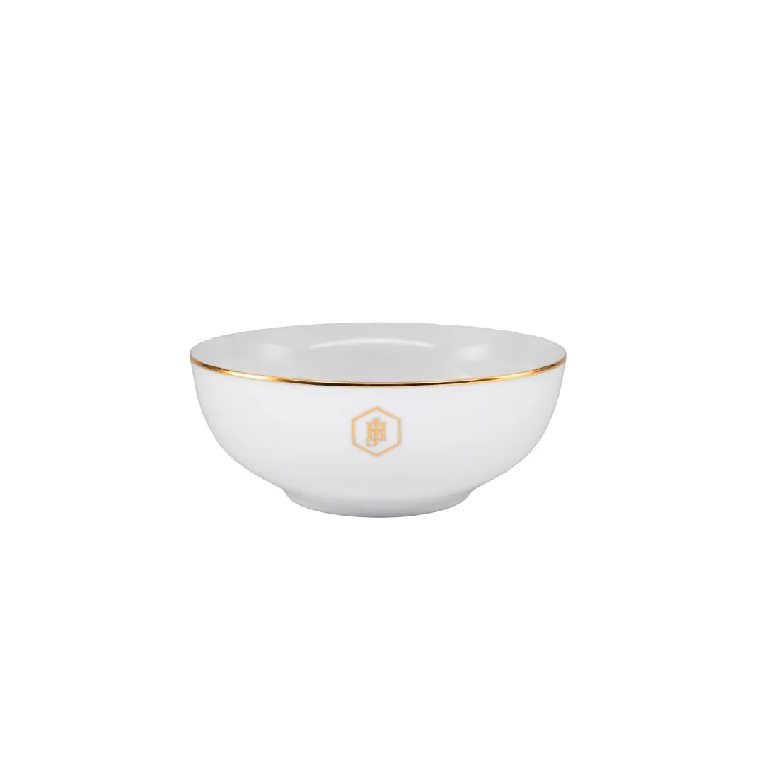 Jan-000021 White Cereal Bowl 16cm Gold Band