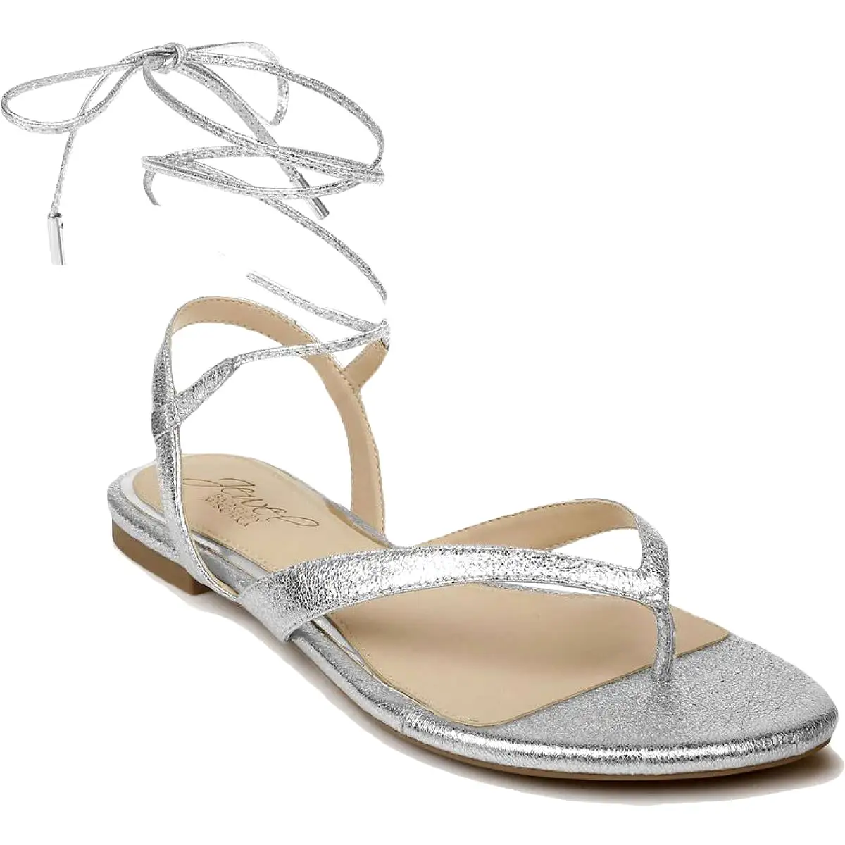 Jewel Badgley Mischka Womens Nolana Metallic Flat Dress Sandals