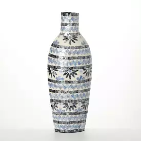 Large Blue & White Capiz Vase