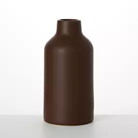 Large Matte Brown Bottle Vase