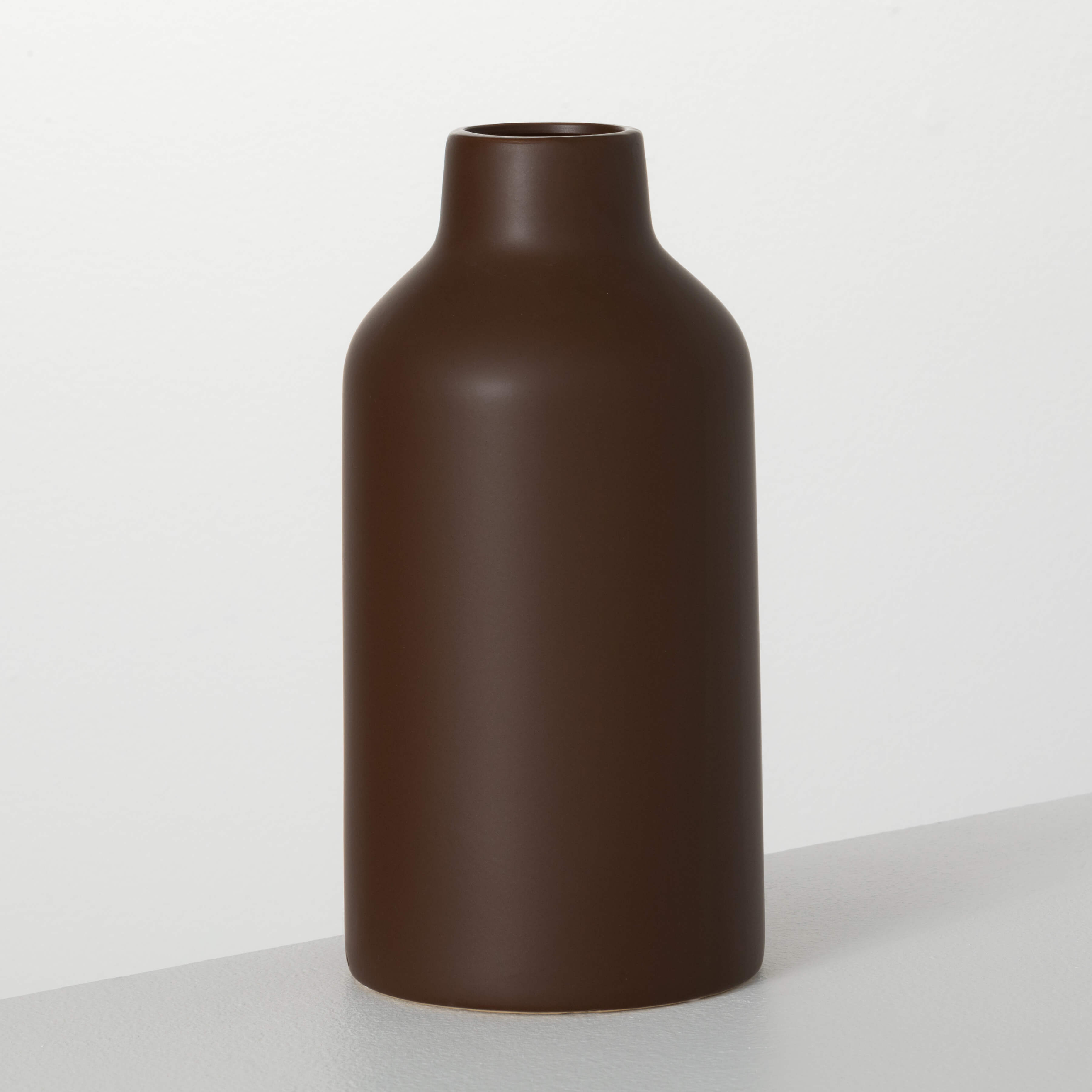 Large Matte Brown Bottle Vase