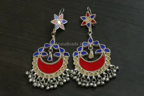 Large Real Glass Chandbaali -Multicolor