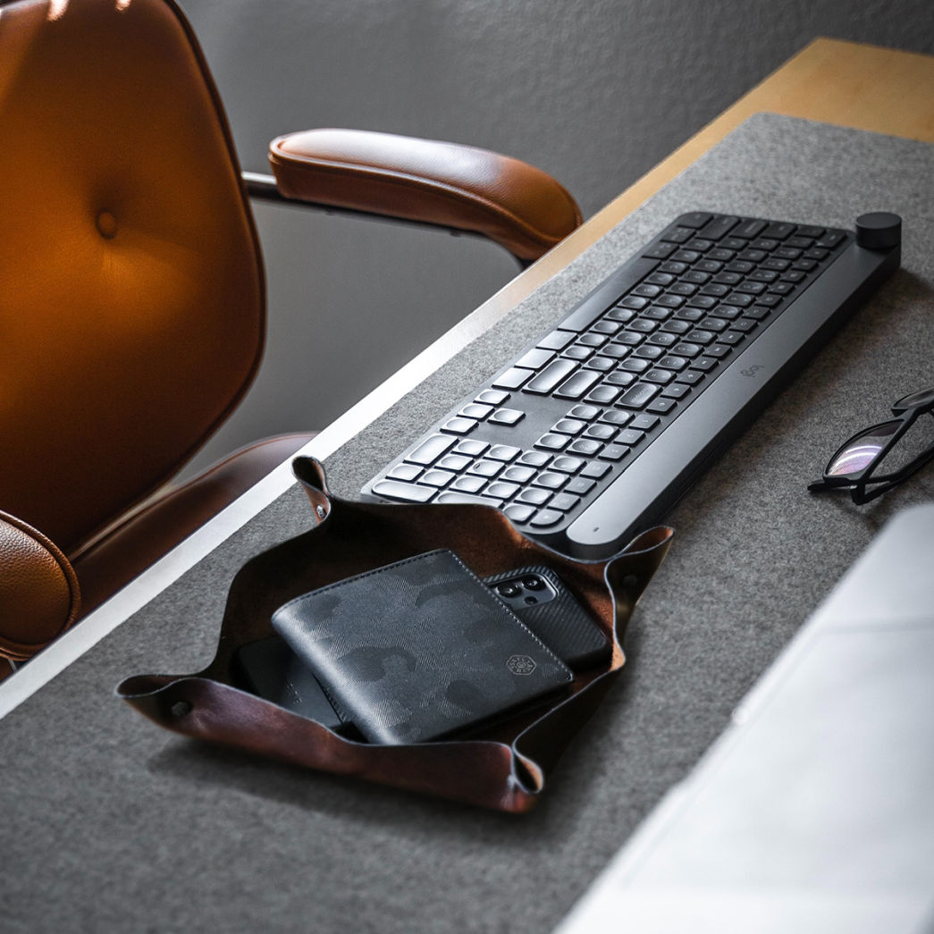 Leather Desk Tray, Clay