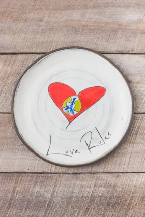 Love Rules Hand Painted Ceramic Small Round Plate