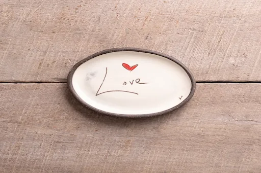 Love - Word Hand Painted Ceramic Mini Oval