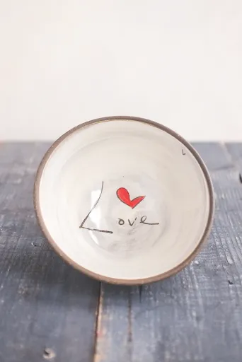 Love (Word) Hand Painted Ceramic Small Bowl