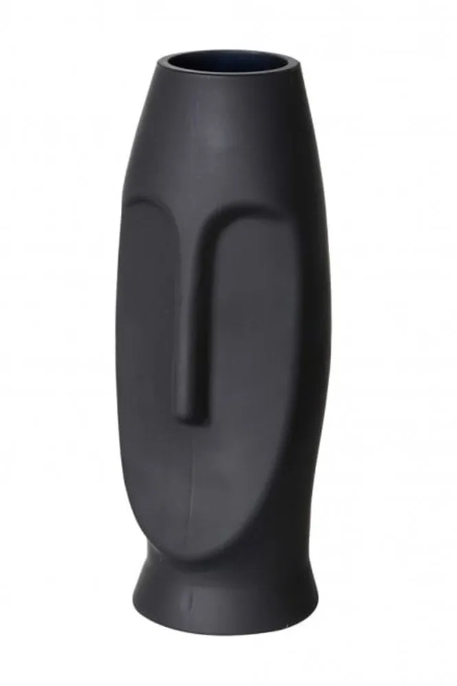 Matt Black Face Vase    