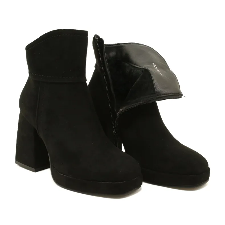 M.Daszyński Fashionable Black Suede Ankle Boots