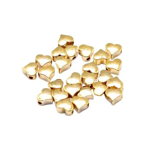 Metal Beads, Brass, Heart, 18K Gold Plated, 5.5mm