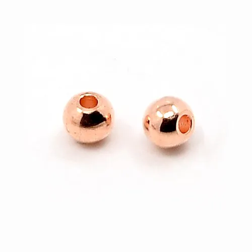 Metal Beads, Round, Rose Gold, Brass, 4mm