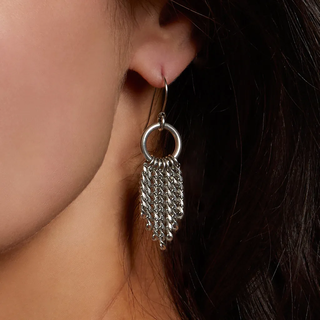 METAL Tapered Chain on Ring Earrings