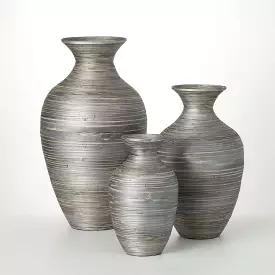 Modern Gray Bamboo Vase Set 3