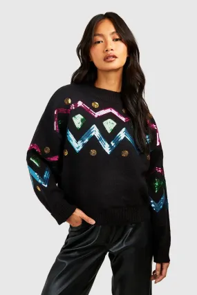 Neon Sequin Christmas Sweater