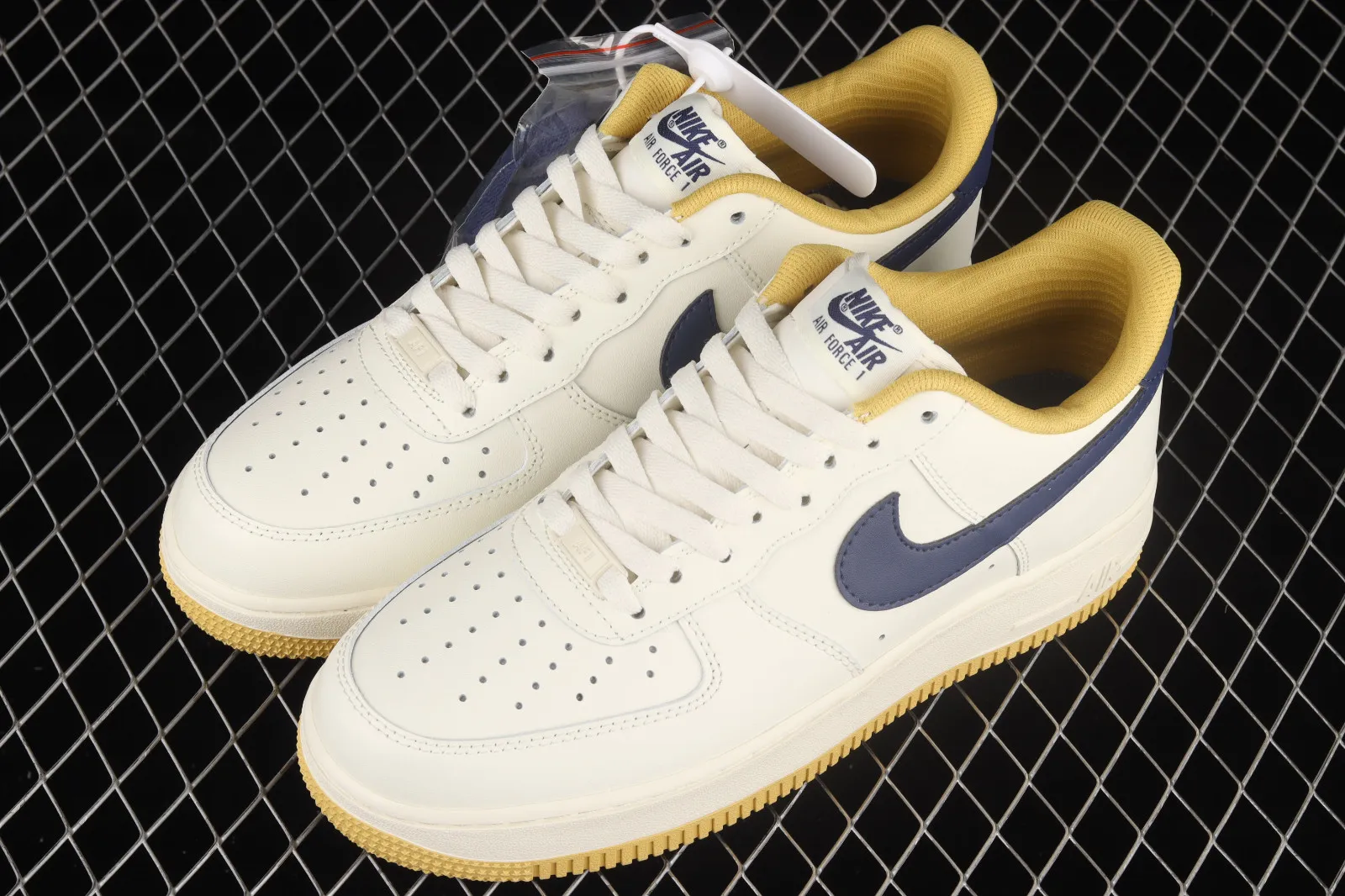 Nike Air Force 1 07 Low White Yellow Dark Blue Shoes AO2288-111