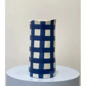 Noss & Co Large Vase |  Navy Gingham