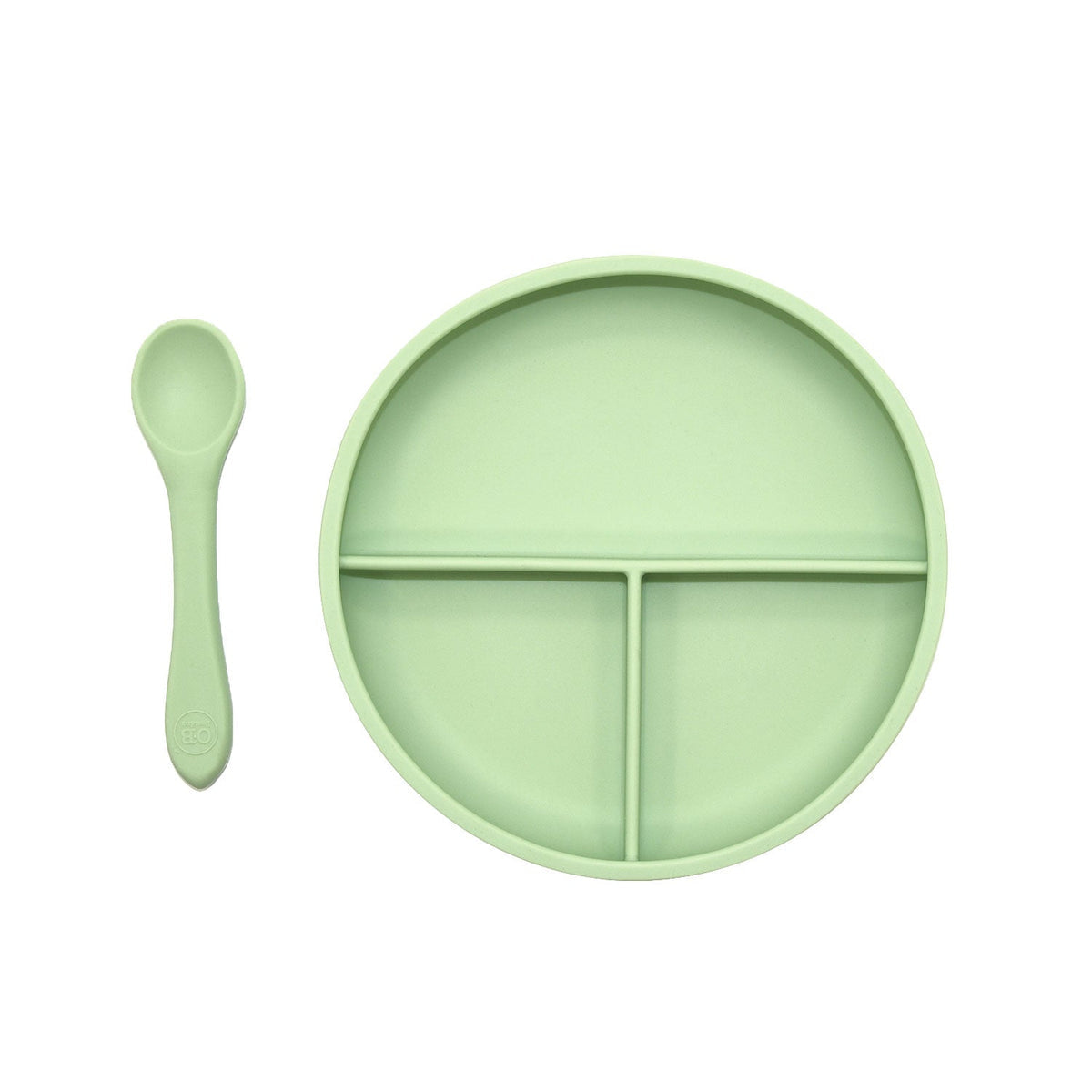 OB Designs Silicone Divider Plate & Spoon Set Mint