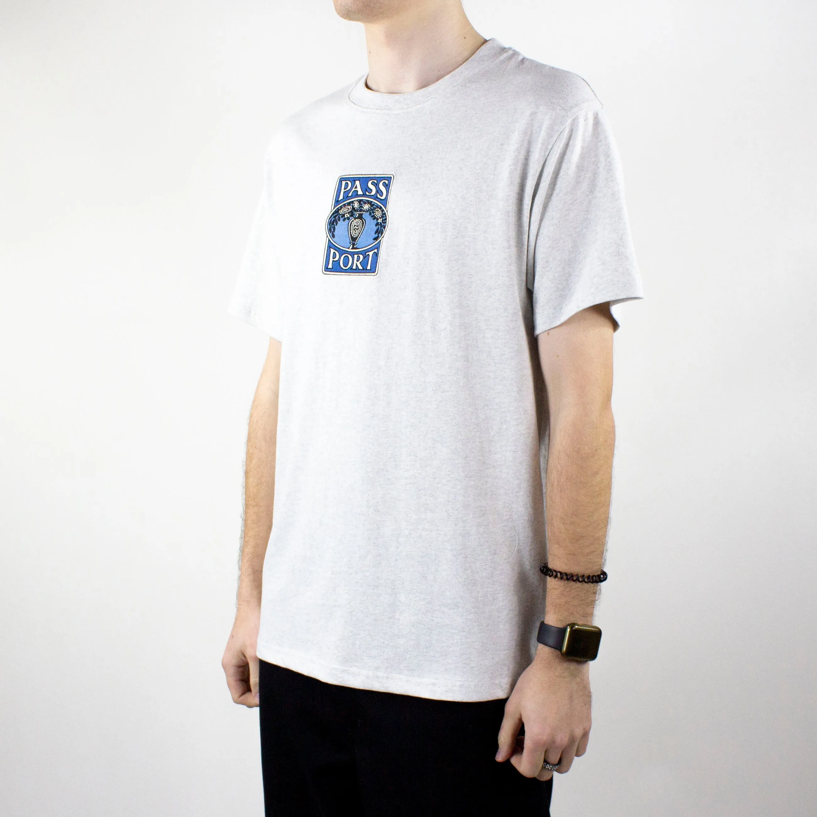 Pass Port Vase Embroidery T-Shirt - Heather Grey exclusive at Remix