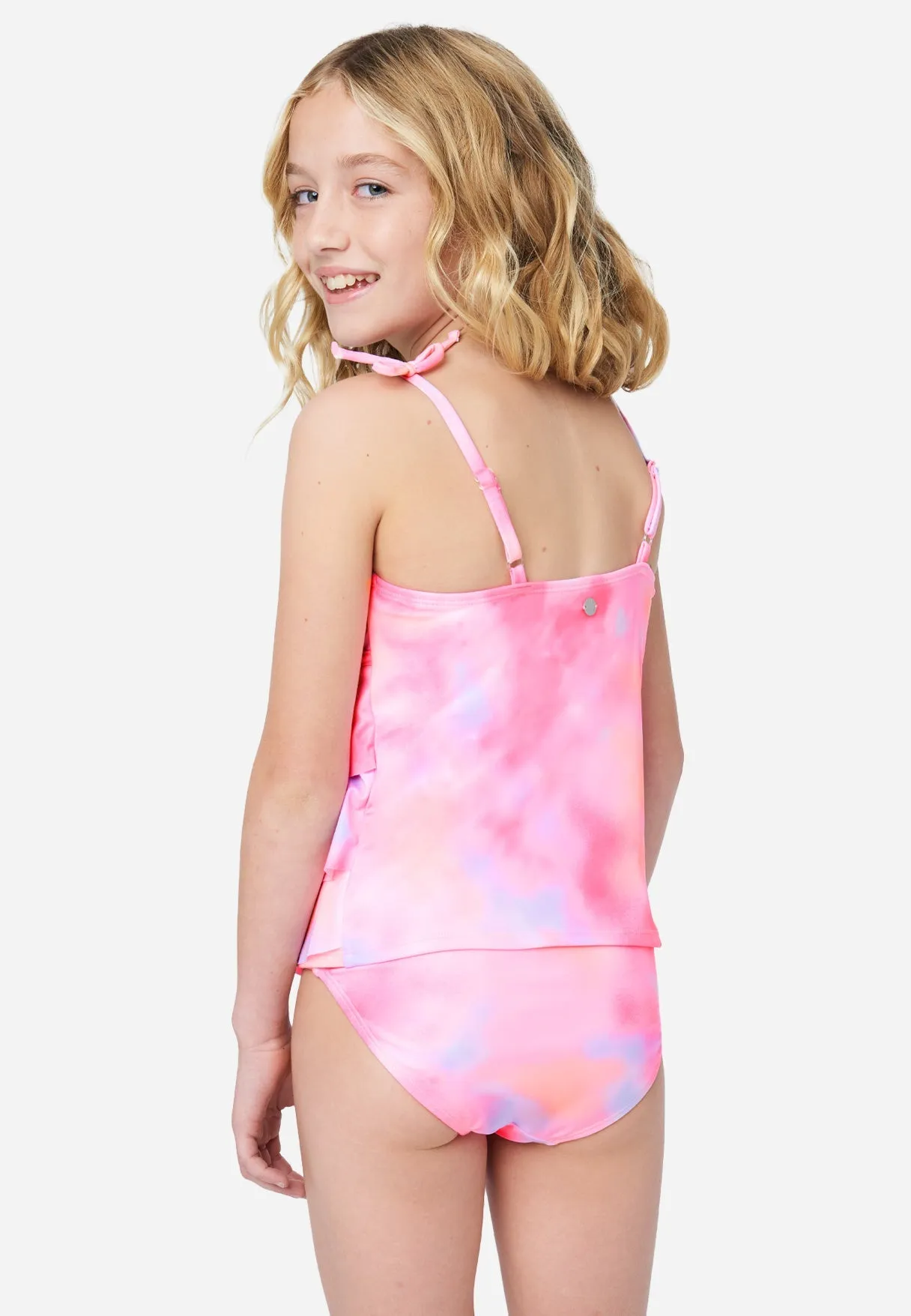 Patterned Ruffle Tankini Swim Set