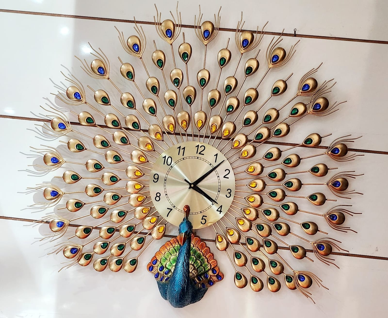 Peacock Design Wall Decor With Clock -ANUB001PWD