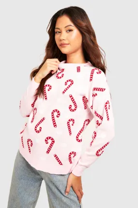 Petite Candy Cane Christmas Sweater