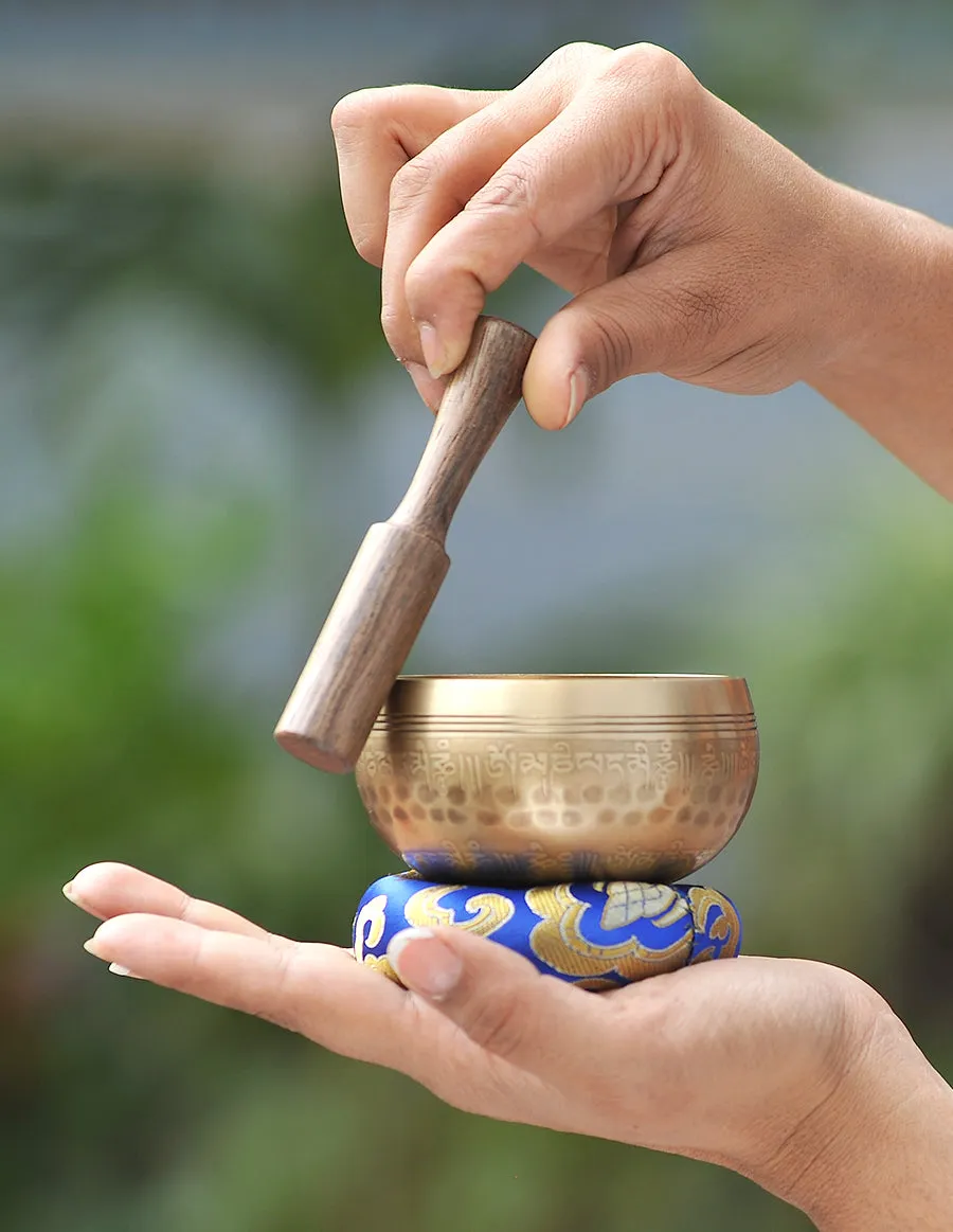 Plain Etched Double Bajra Tibetan Singing Bowl