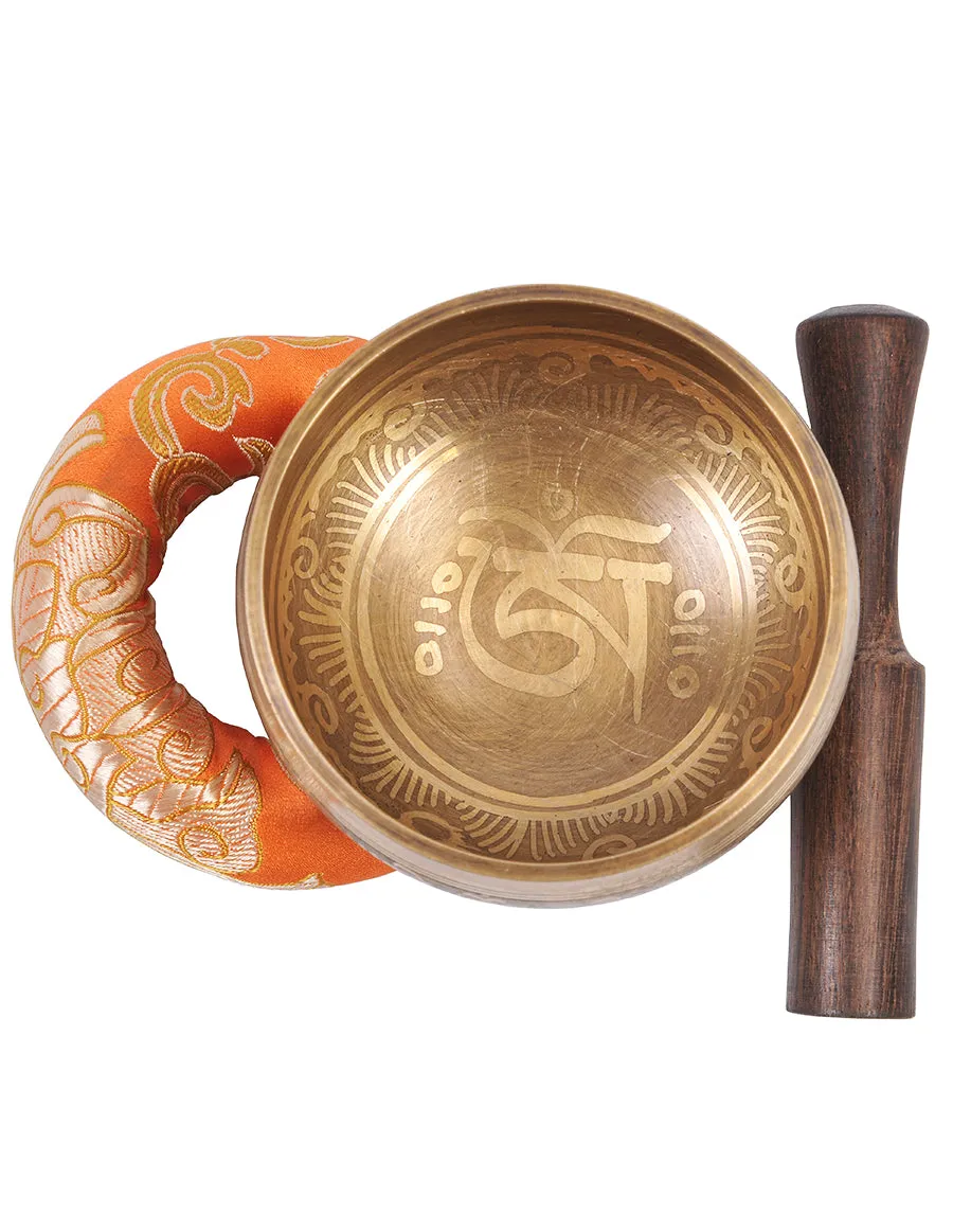 Plain Etched Om Tibetan Singing Bowl