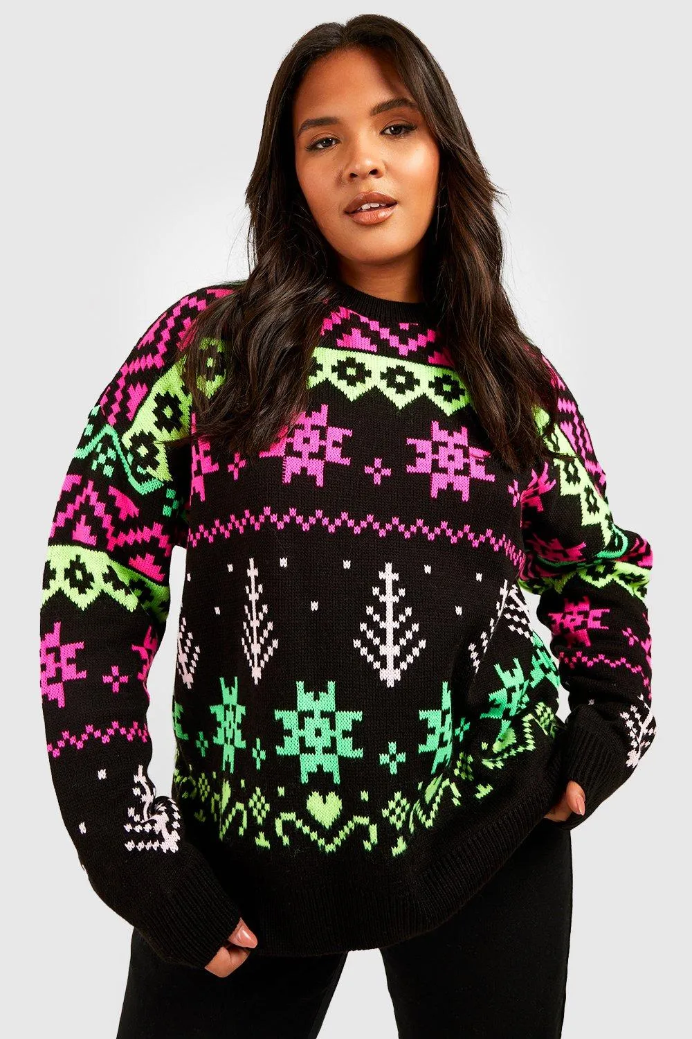 Plus Neon Fairisle Christmas Sweater