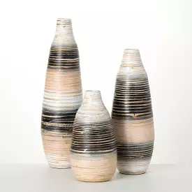 Retro Striped Bamboo Vase Set