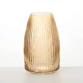 Ribbed Amber Glass Vase