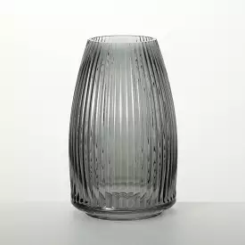 Ribbed Black Vase