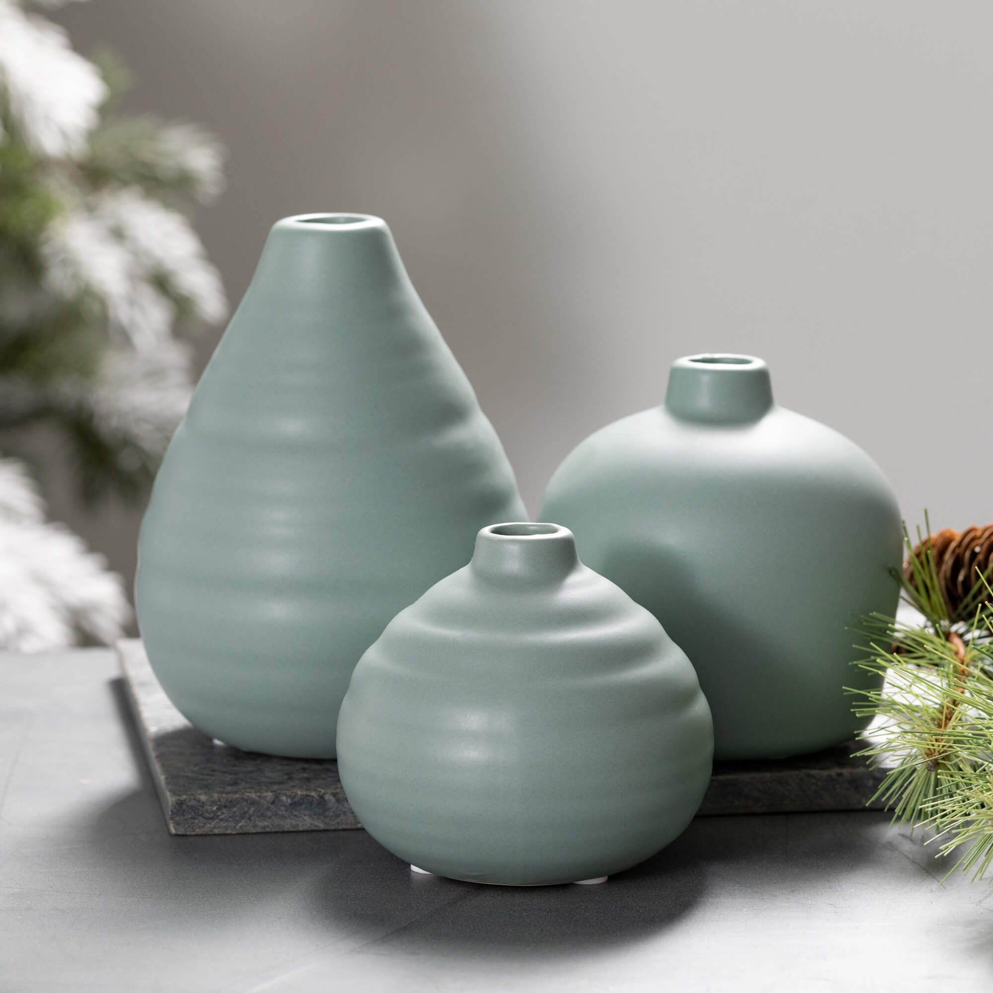 Sage Compact Vase Set Of 3