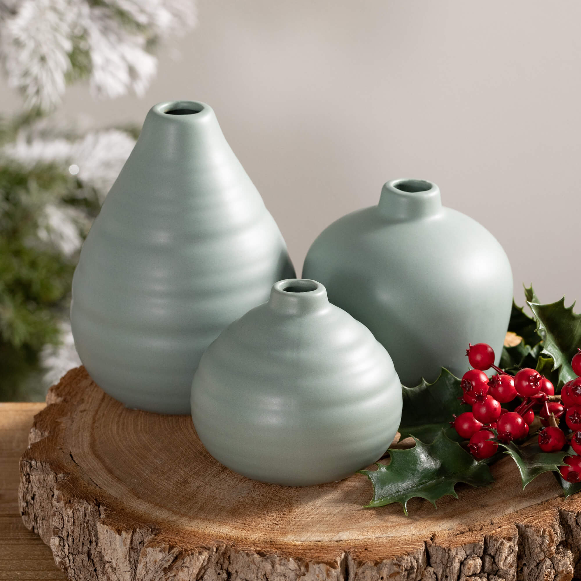 Sage Compact Vase Set Of 3