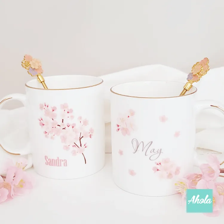 【Sakura】Cup with Spoon Gift Set 櫻花骨瓷杯+匙羹禮品套裝