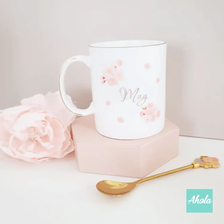 【Sakura】Cup with Spoon Gift Set 櫻花骨瓷杯+匙羹禮品套裝