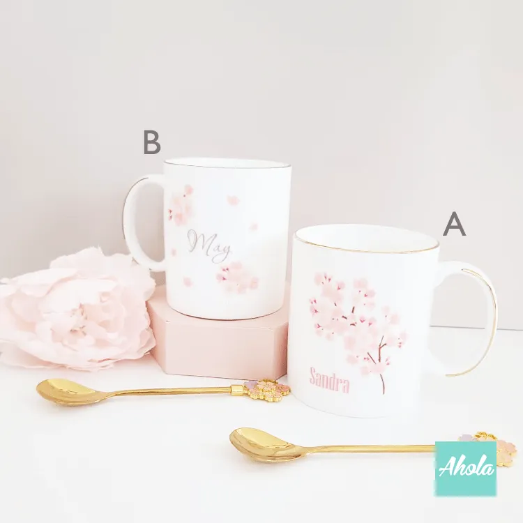 【Sakura】Cup with Spoon Gift Set 櫻花骨瓷杯+匙羹禮品套裝