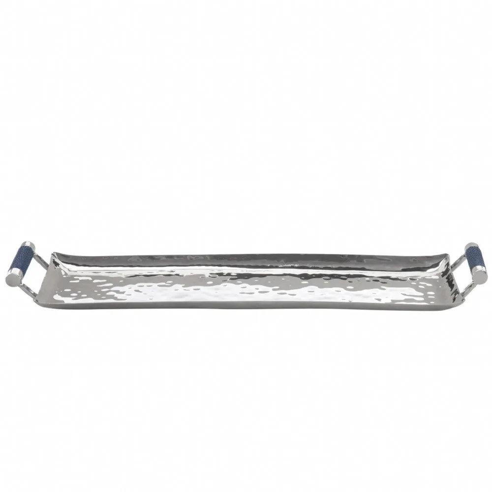 Stainless Steel & Shagreen Rectangular Tray 6 x 20