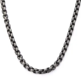 Stainless Steel HB Ion Plated Gun Metal Bold Box Chain Necklace