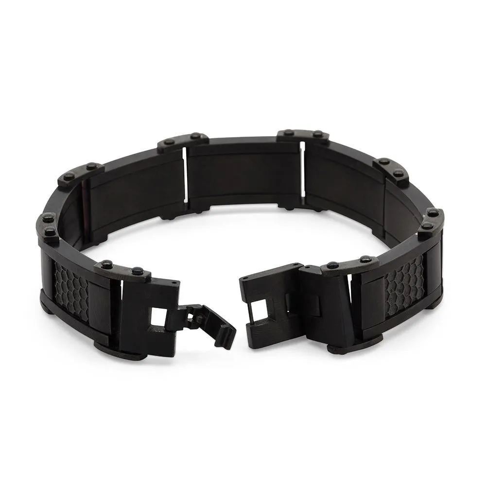 Stainless Steel Ion Plated Black Gun Metal Car Grille Link Bracelet