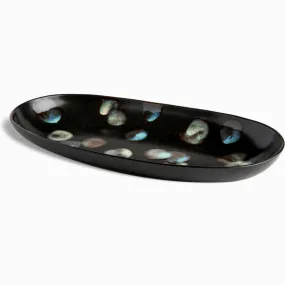 Stoneware Large Oval Platter, Multi-Color, Matte Ebony