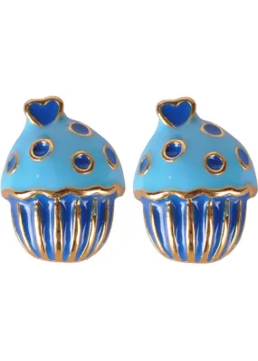 Succubus Cupcake Glossy Earrings Navy