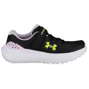 Under Armour GPS Surge 4 AC Running Shoes - Girls - Black/Purple Ace/High Vis Yellow