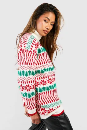 Vintage Fairisle Soft Knit Turtleneck Christmas Sweater