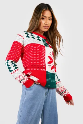 Vintage Patchwork Retro Christmas Sweater