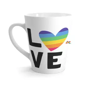 White Ceramic Pride Coffee Mug, LGBTQ Gifts